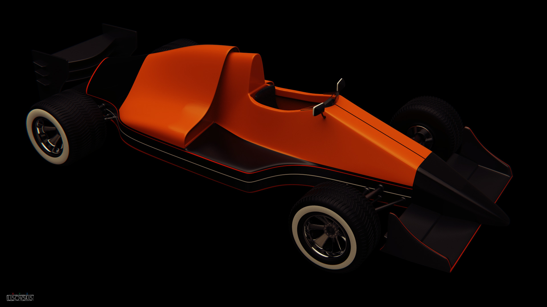 Retro Formula Car Low-poly 3D model_1