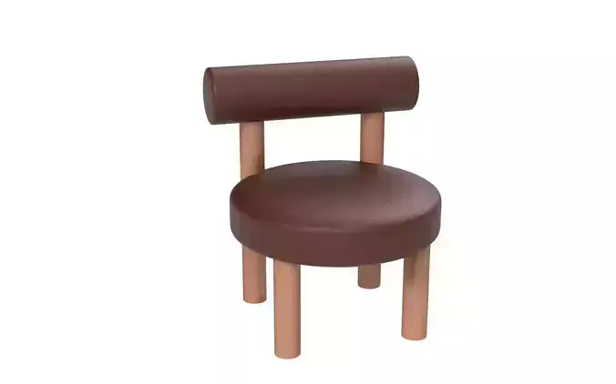 Modern Cylindrical Leg Chair with Rounded Backrest