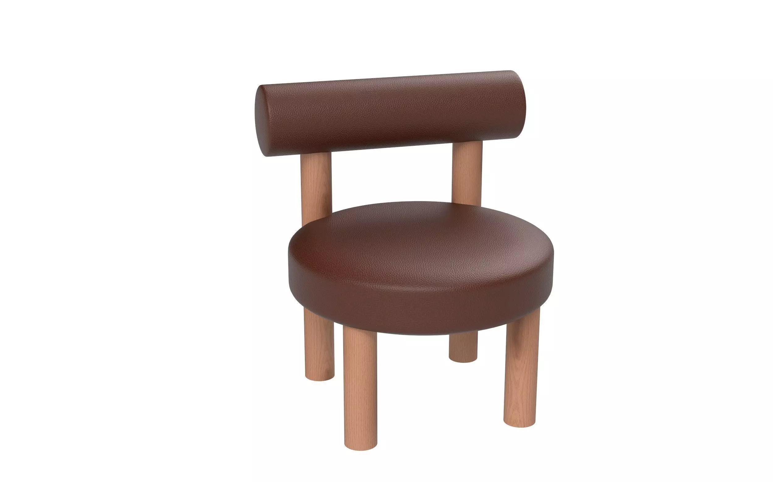 Modern Cylindrical Leg Chair with Rounded Backrest Low-poly 3D model_0
