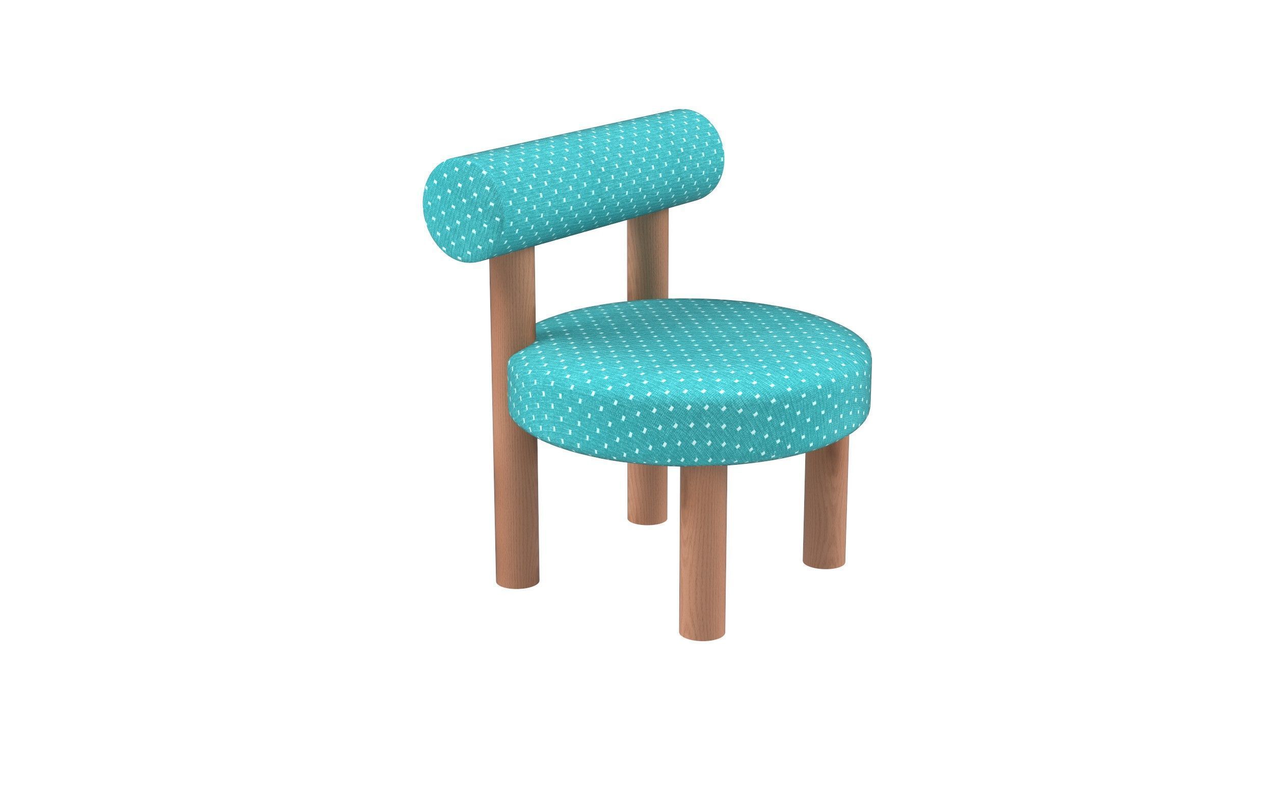 Modern Cylindrical Leg Chair with Rounded Backrest Low-poly 3D model_7