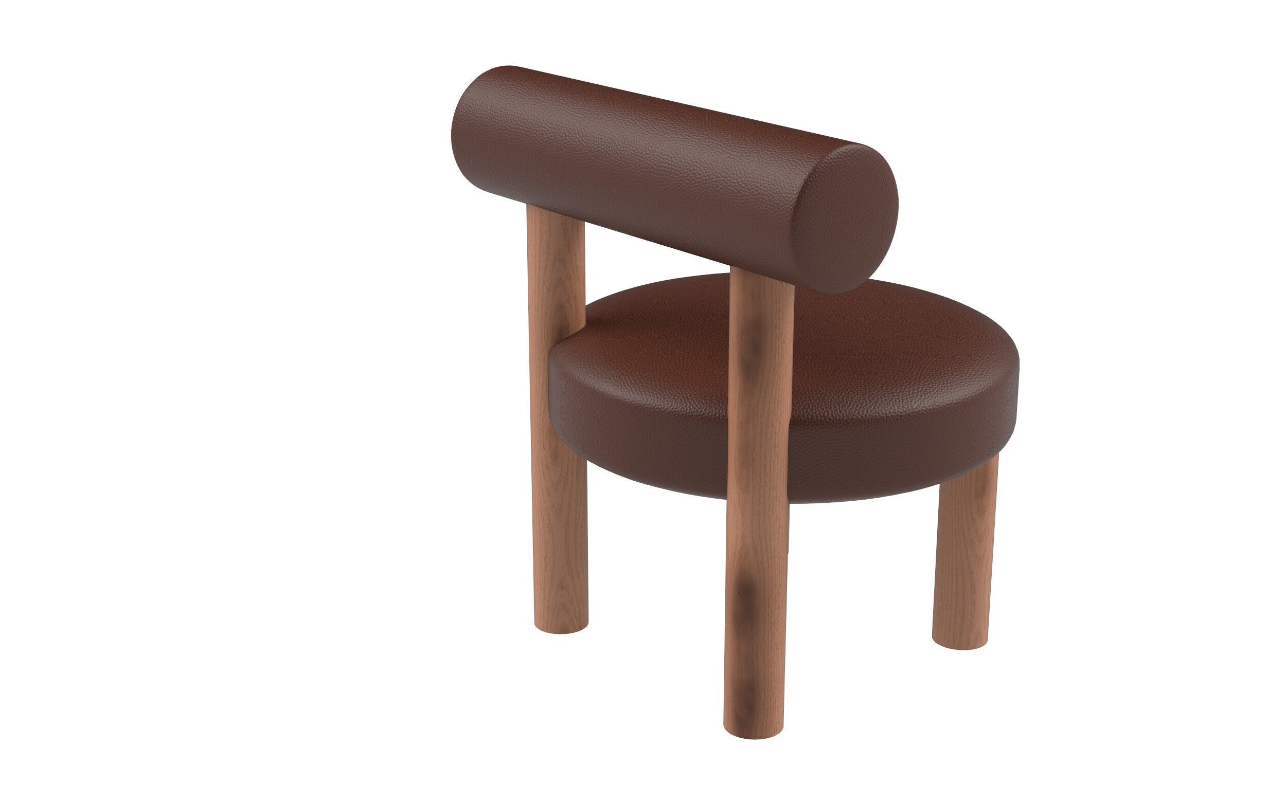 Modern Cylindrical Leg Chair with Rounded Backrest Low-poly 3D model_3