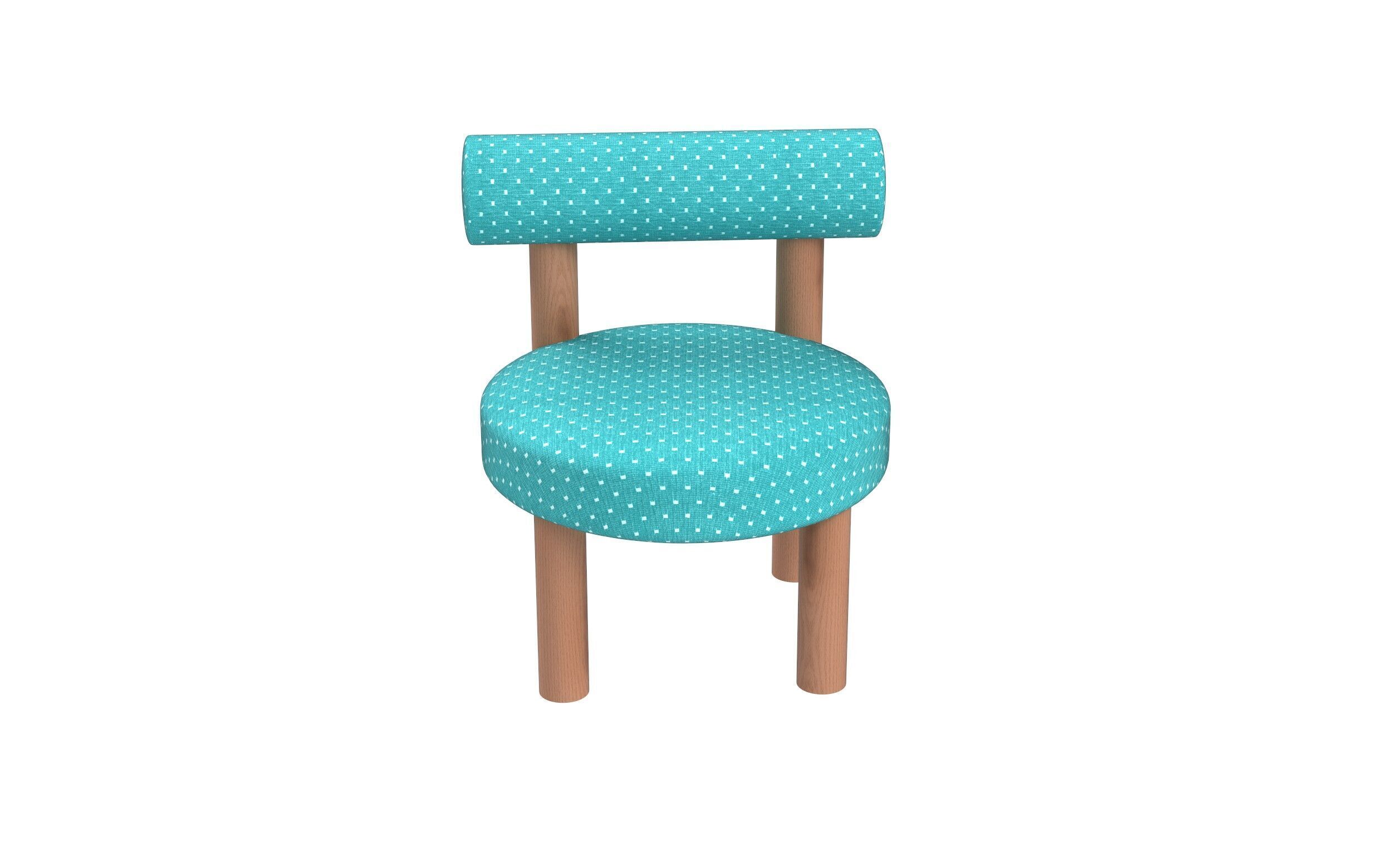 Modern Cylindrical Leg Chair with Rounded Backrest Low-poly 3D model_8