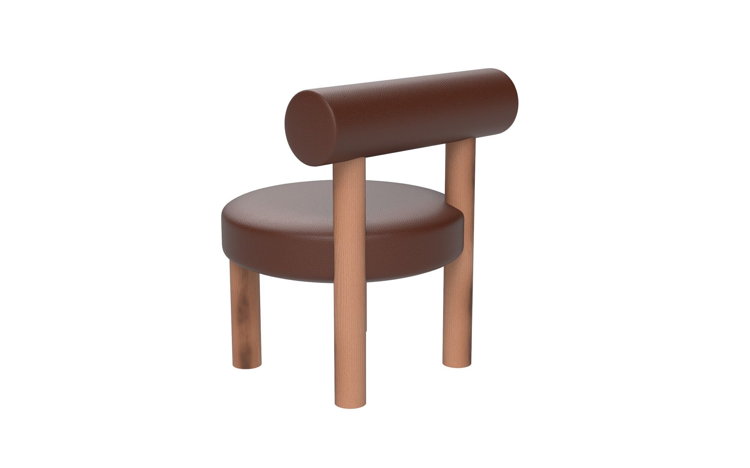 Modern Cylindrical Leg Chair with Rounded Backrest Low-poly 3D model_4