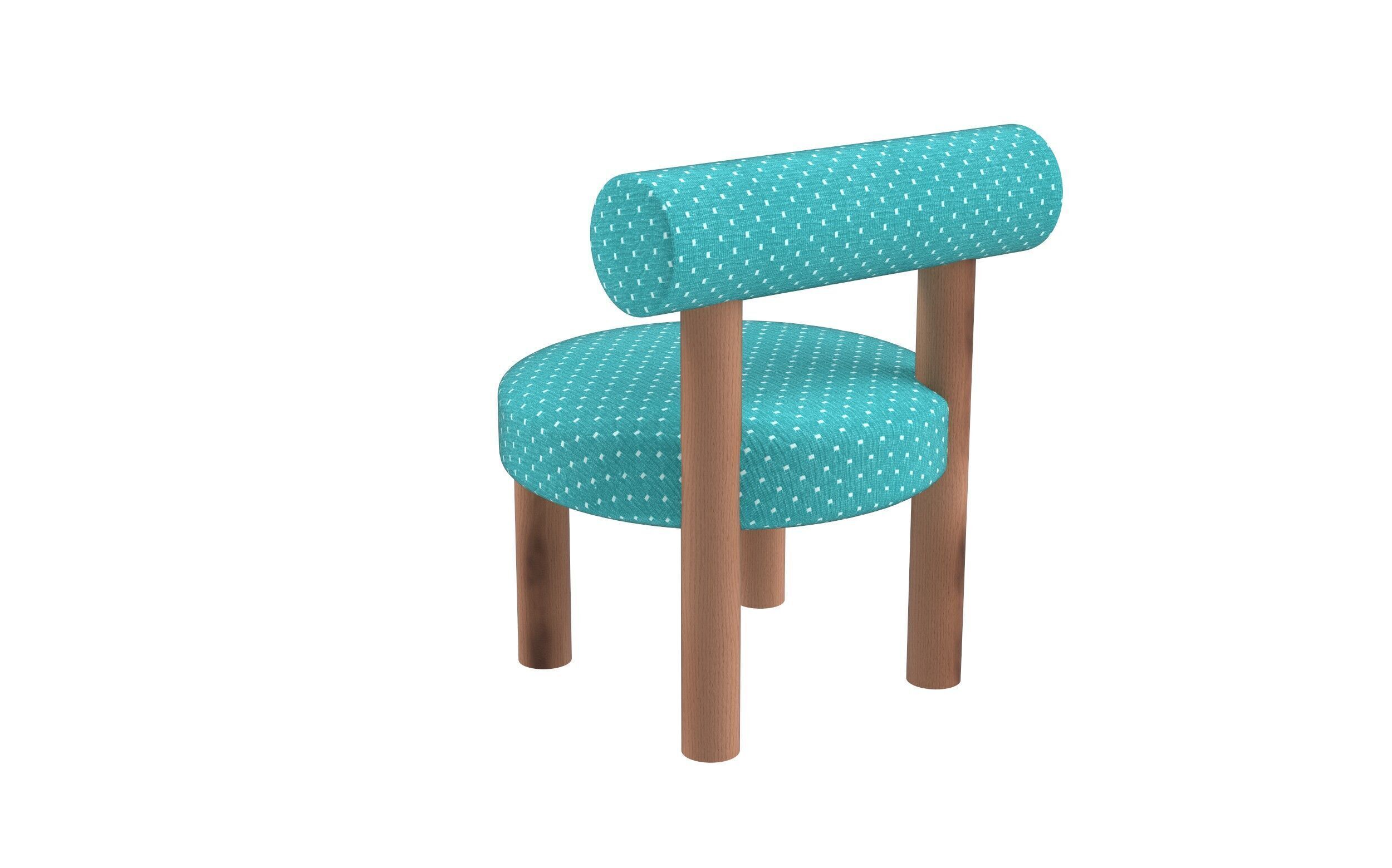 Modern Cylindrical Leg Chair with Rounded Backrest Low-poly 3D model_1