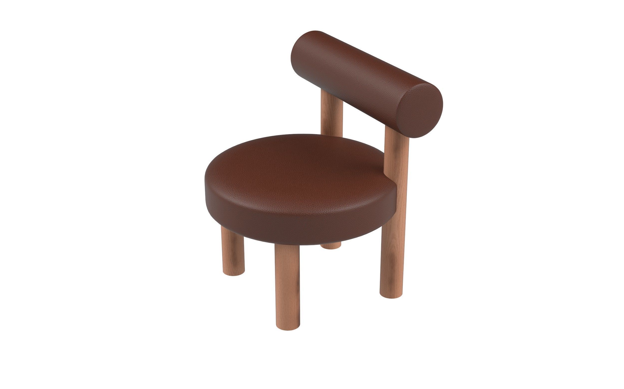 Modern Cylindrical Leg Chair with Rounded Backrest Low-poly 3D model_5