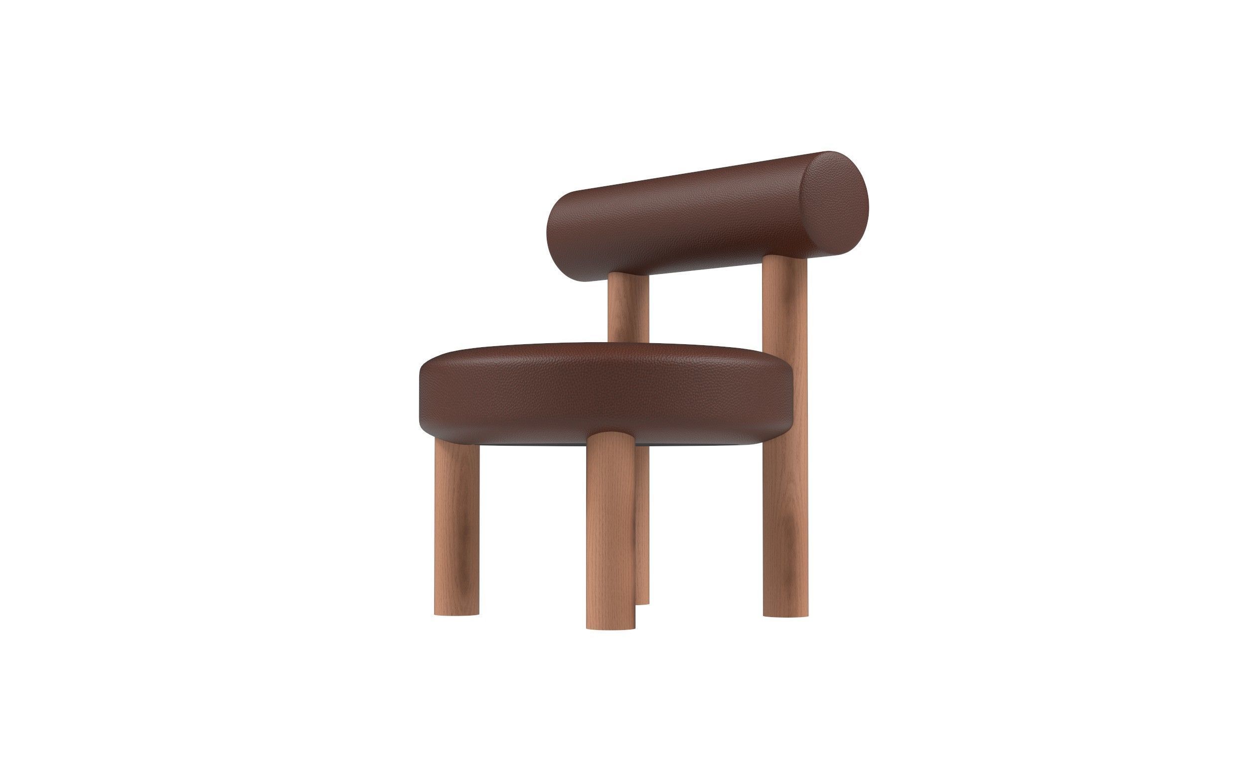 Modern Cylindrical Leg Chair with Rounded Backrest Low-poly 3D model_6
