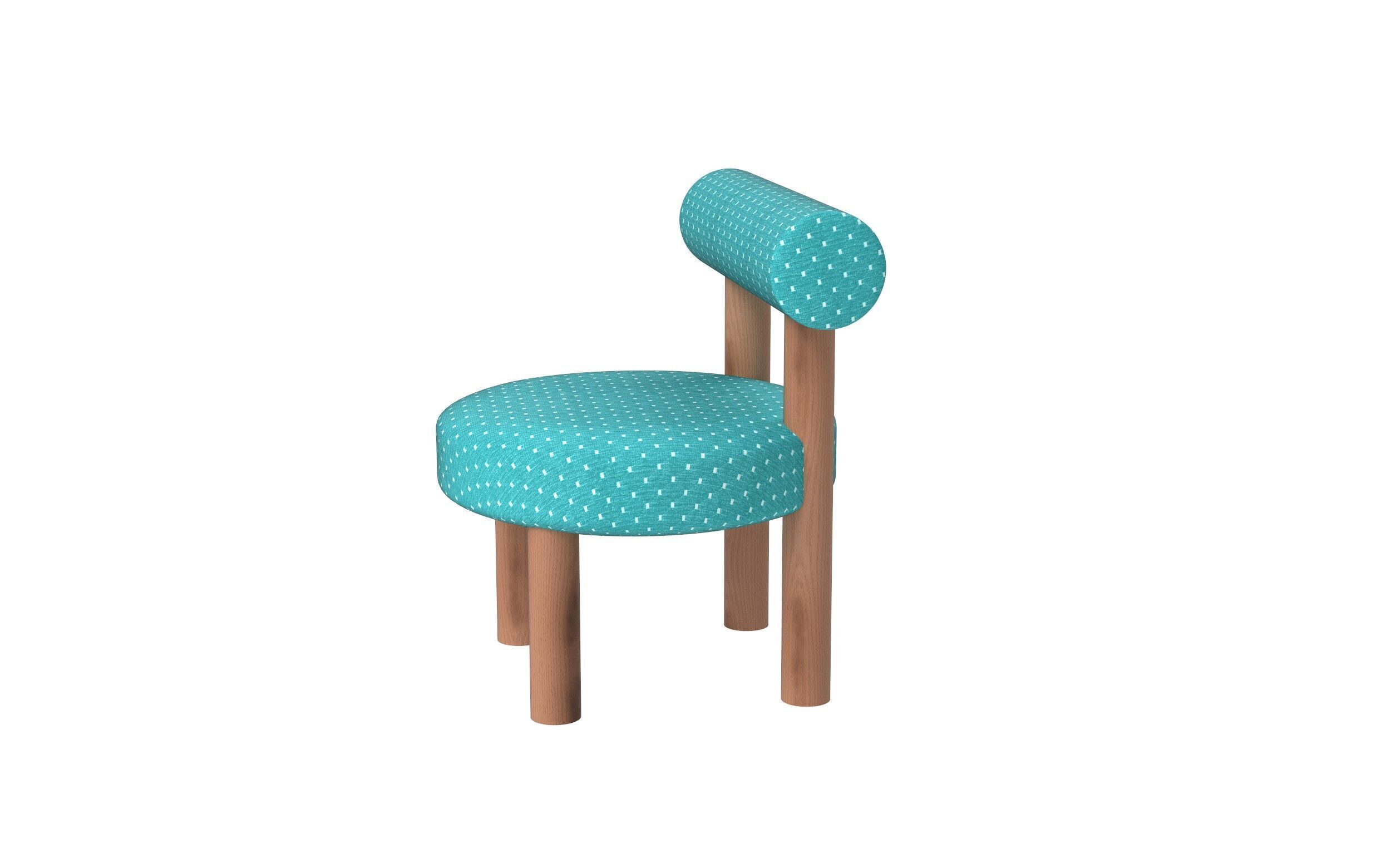Modern Cylindrical Leg Chair with Rounded Backrest Low-poly 3D model_9