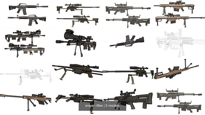sniper rifles 3D Model Collection