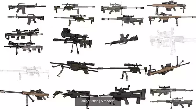 sniper rifles 3D Model Collection