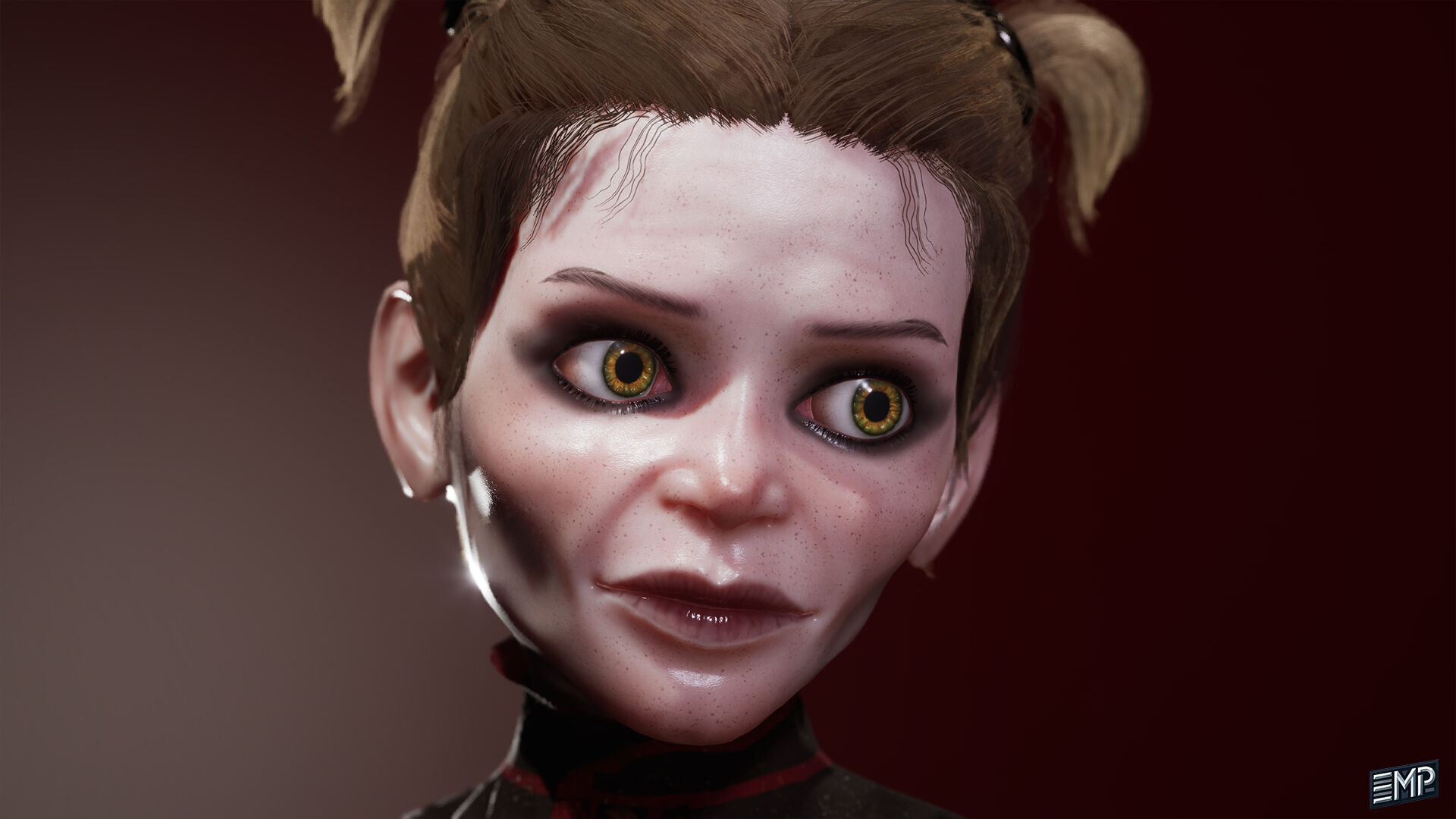 The Creepy girl game character for Horror games Low-poly 3D model_8