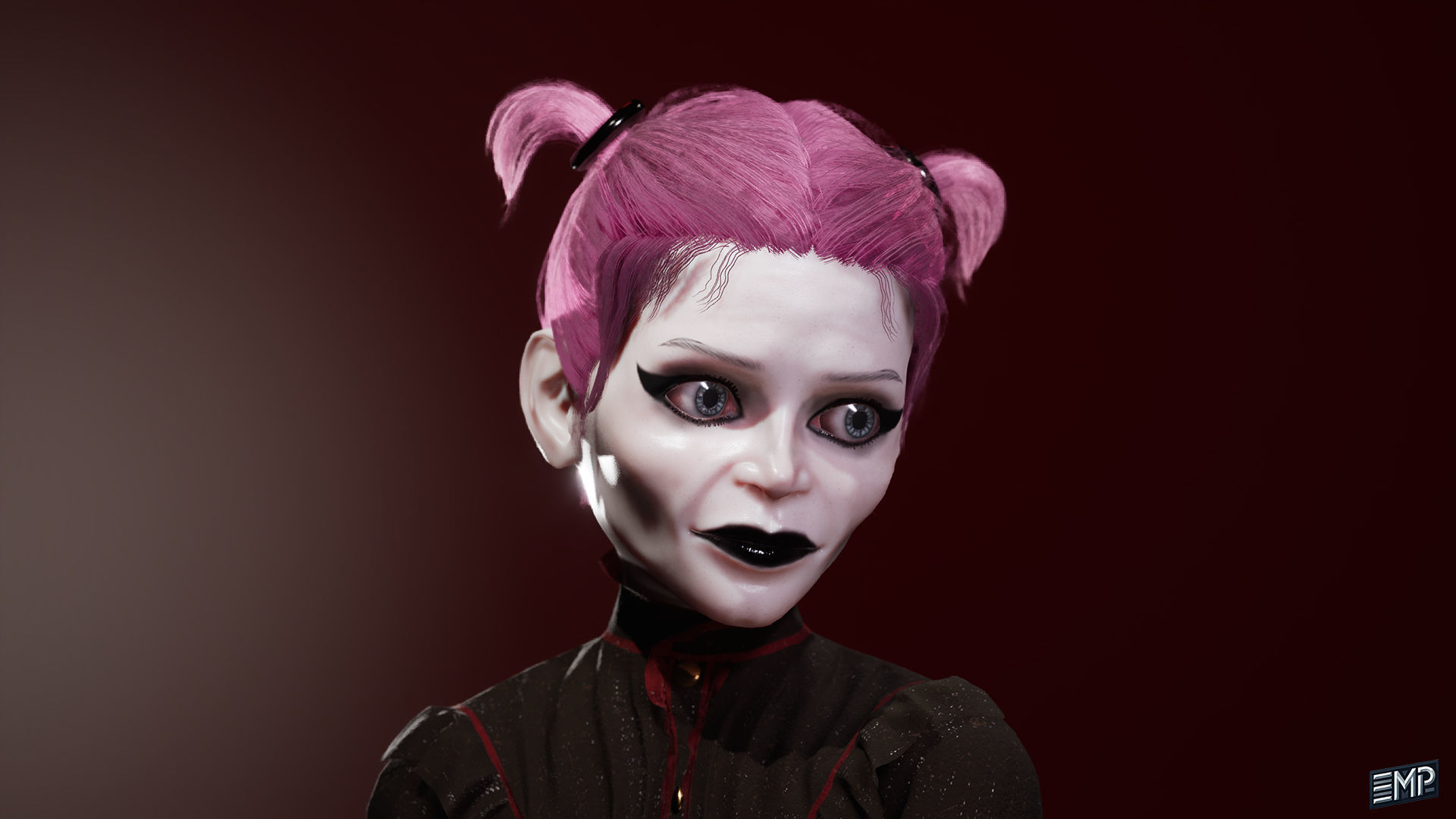 The Creepy girl game character for Horror games Low-poly 3D model_5