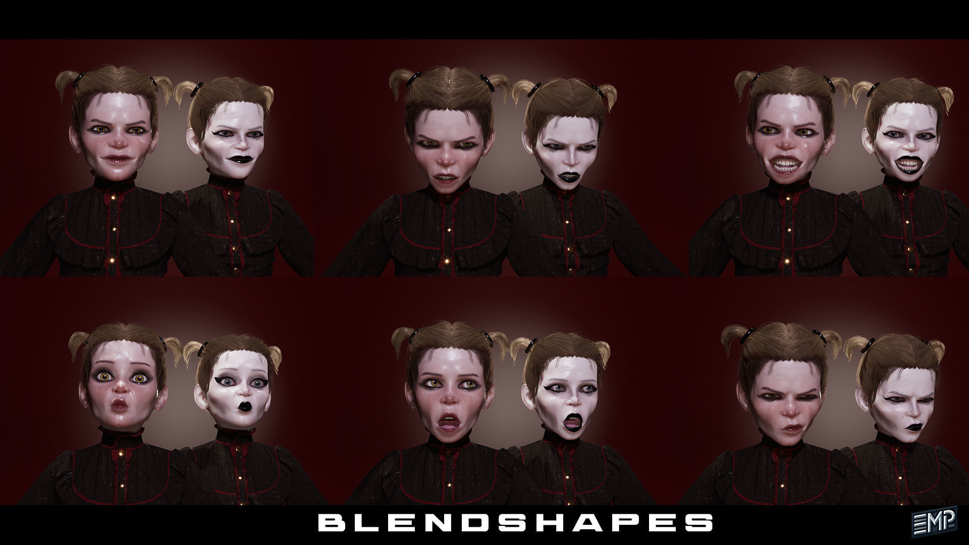 The Creepy girl game character for Horror games Low-poly 3D model_2
