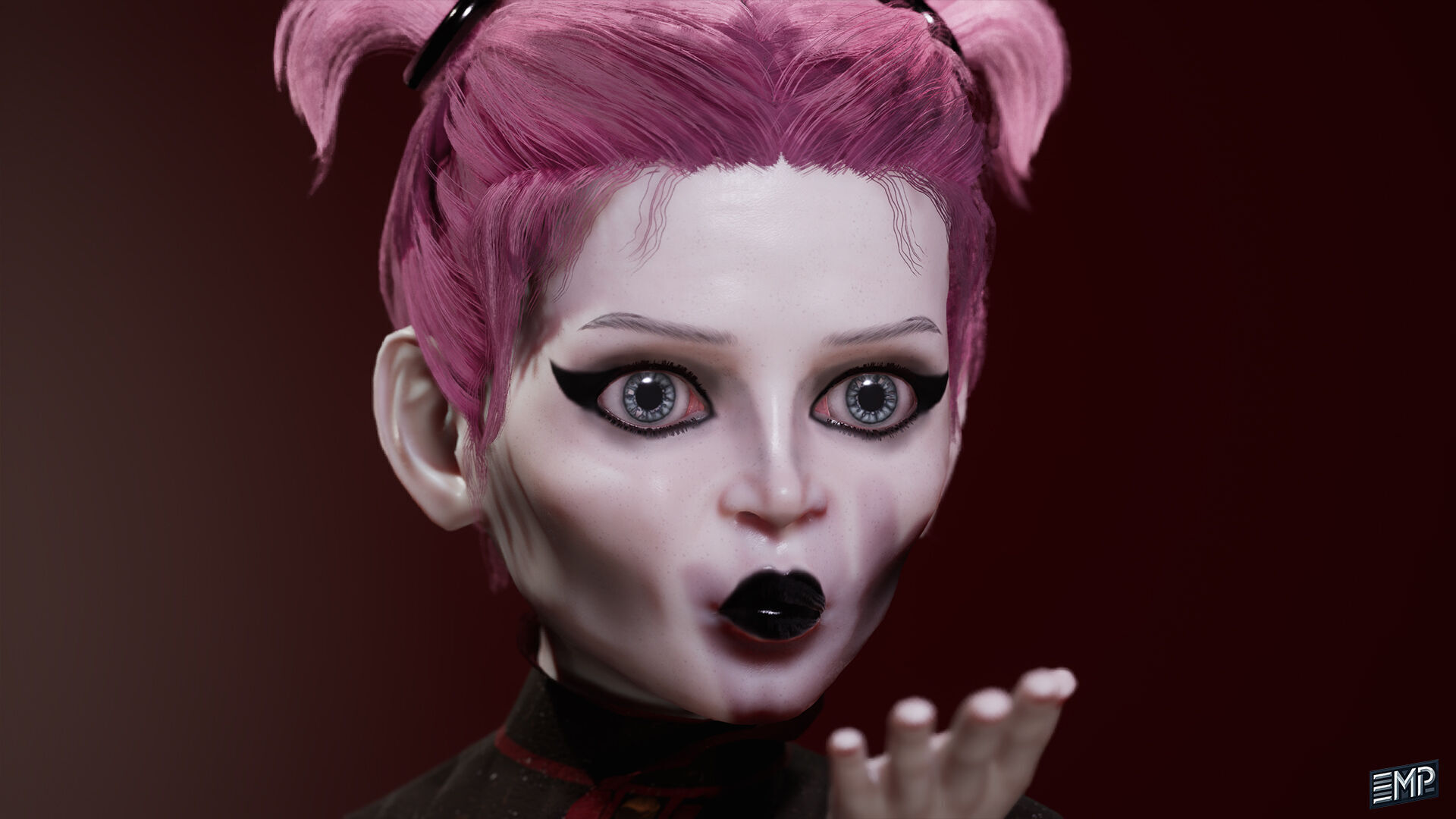 The Creepy girl game character for Horror games Low-poly 3D model_6