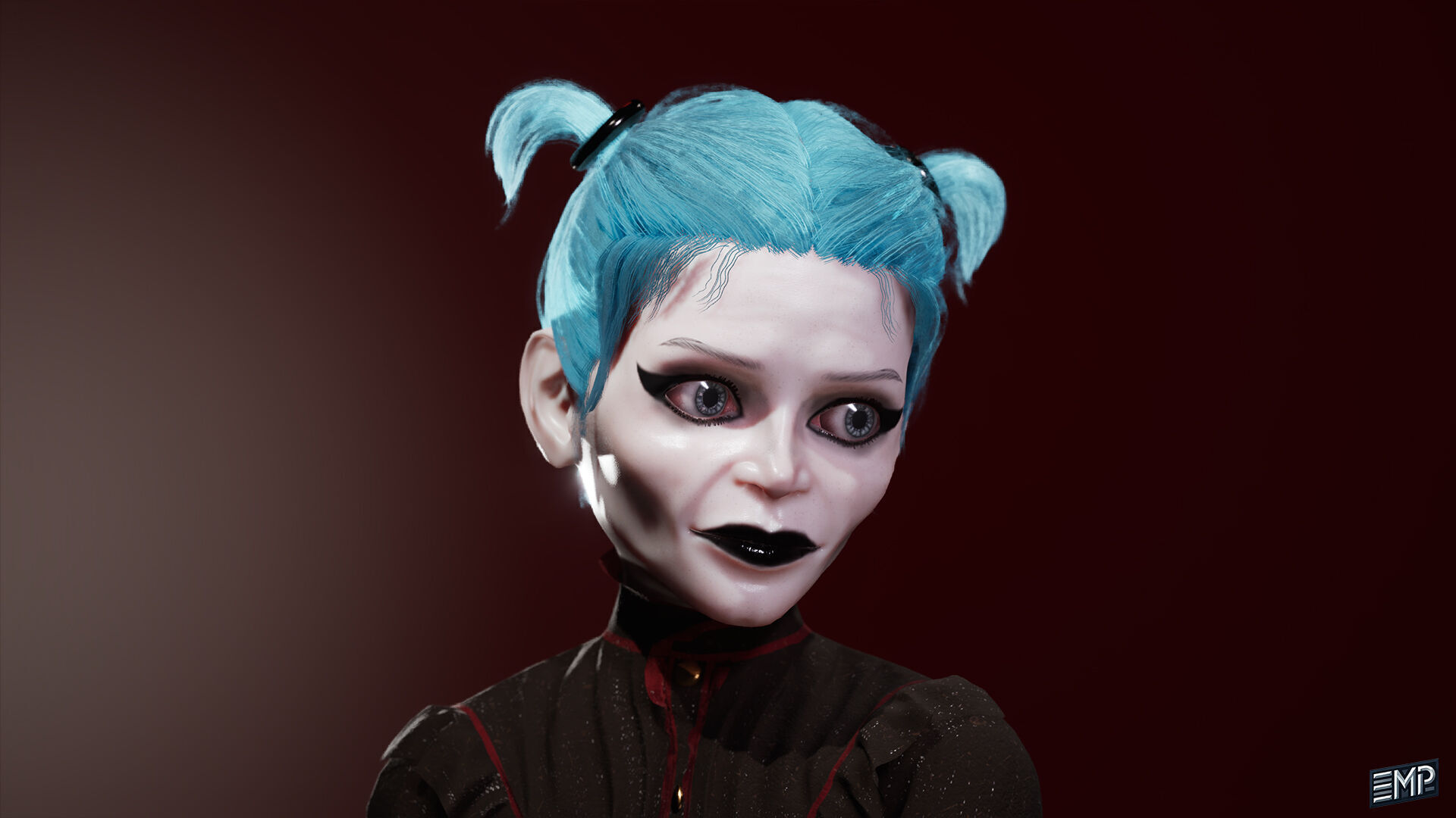 The Creepy girl game character for Horror games Low-poly 3D model_12