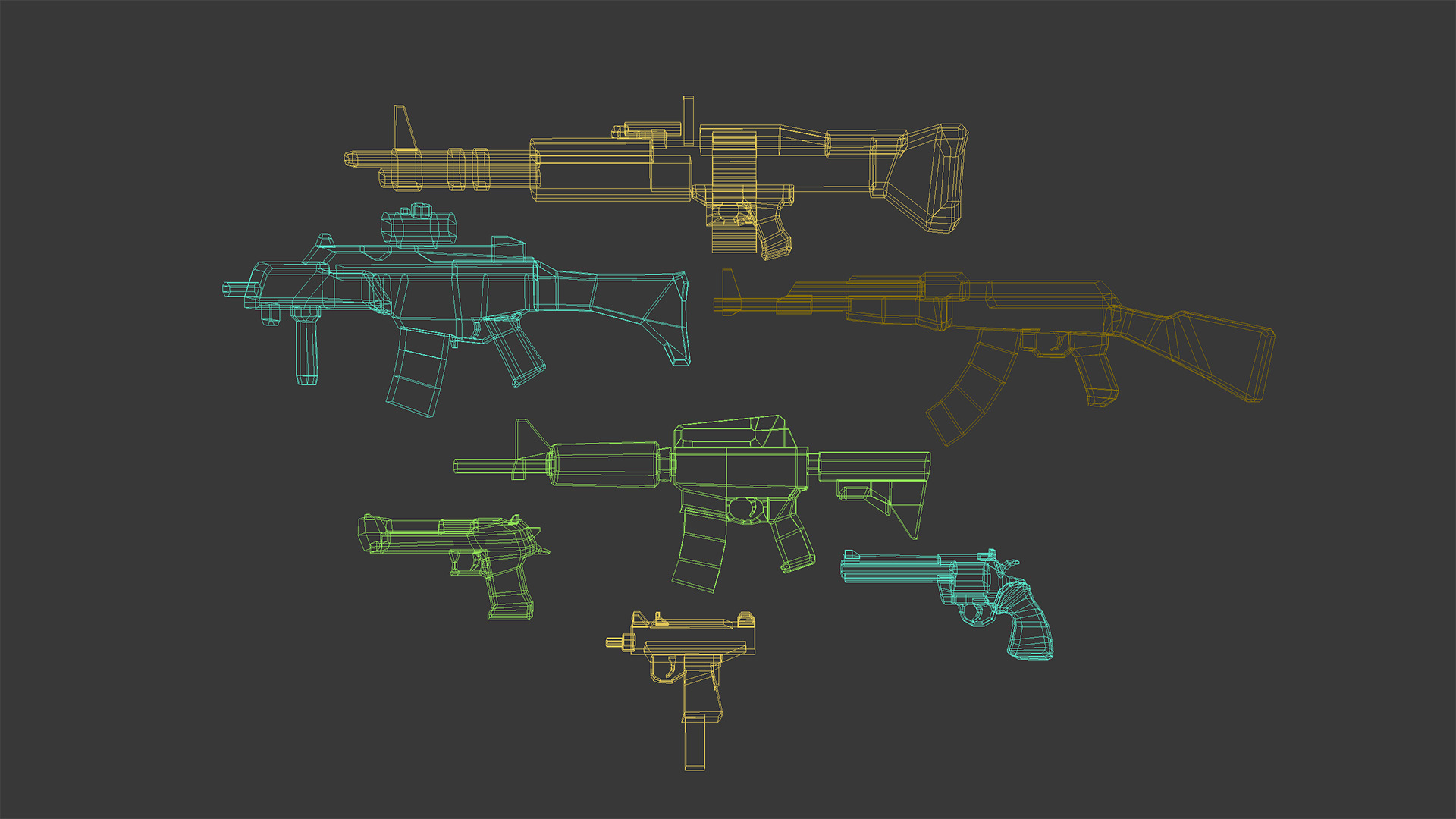 Low poly weapons pack Low-poly 3D model_1