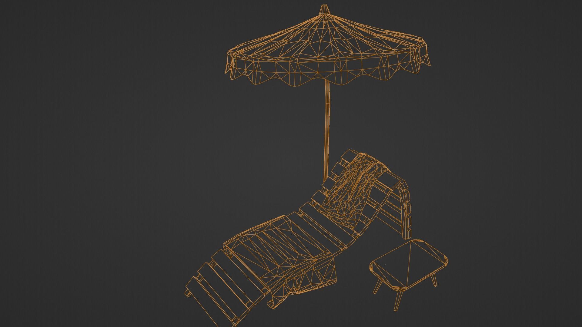 Beach Lounger - Umbrella Set Low-poly 3D model_21