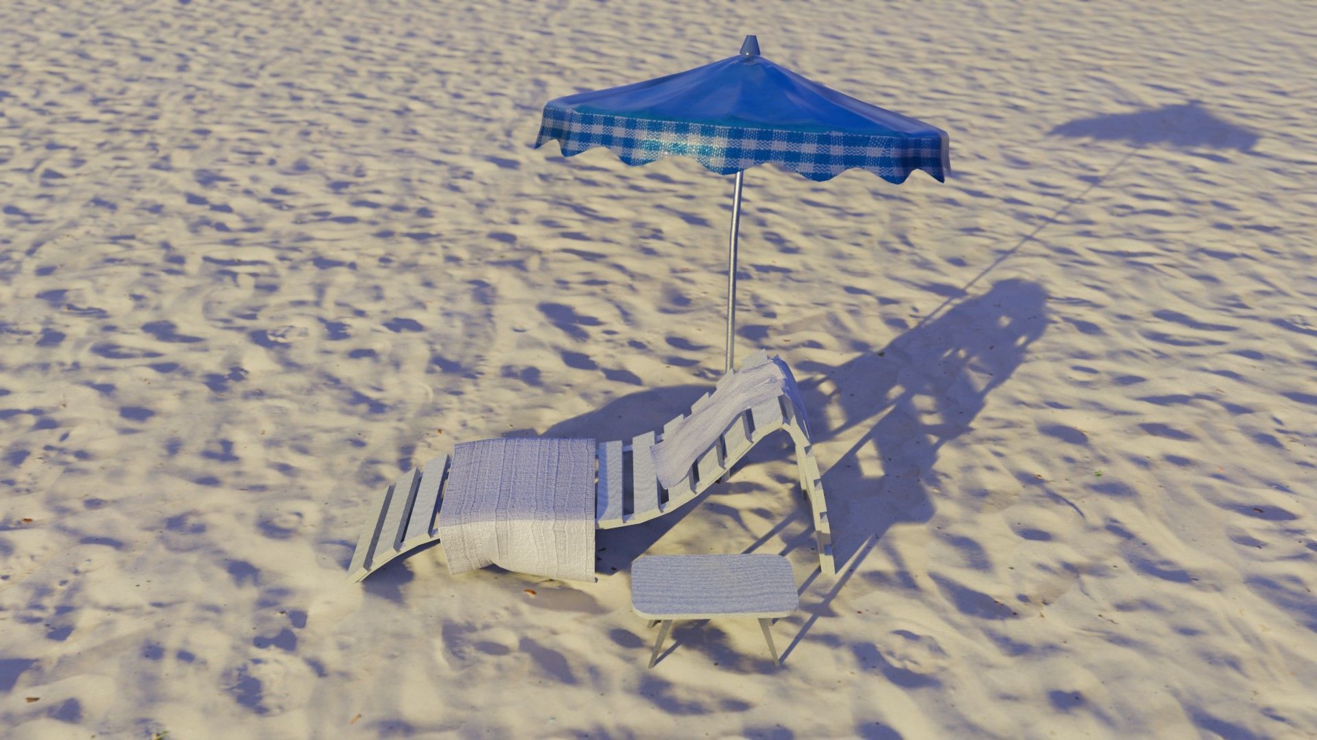 Beach Lounger - Umbrella Set Low-poly 3D model_14
