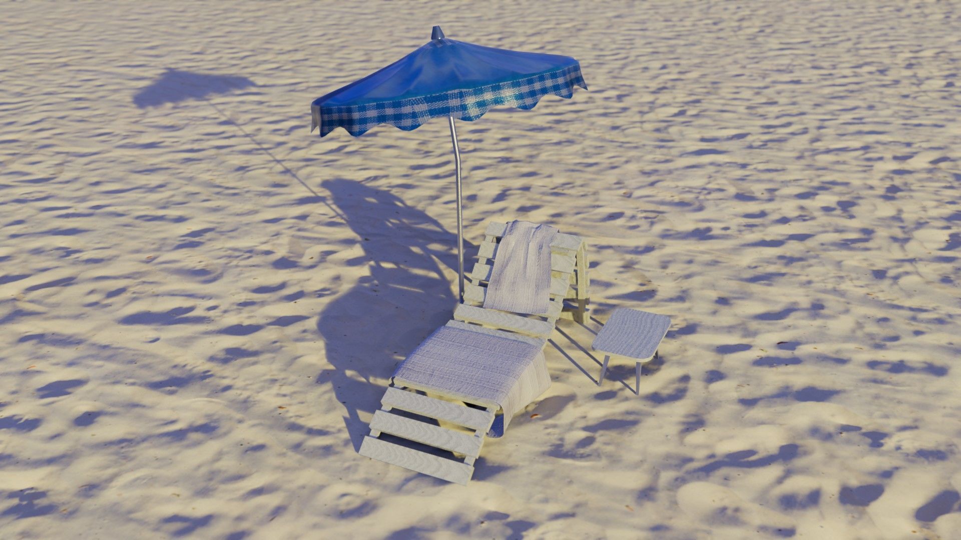Beach Lounger - Umbrella Set Low-poly 3D model_12