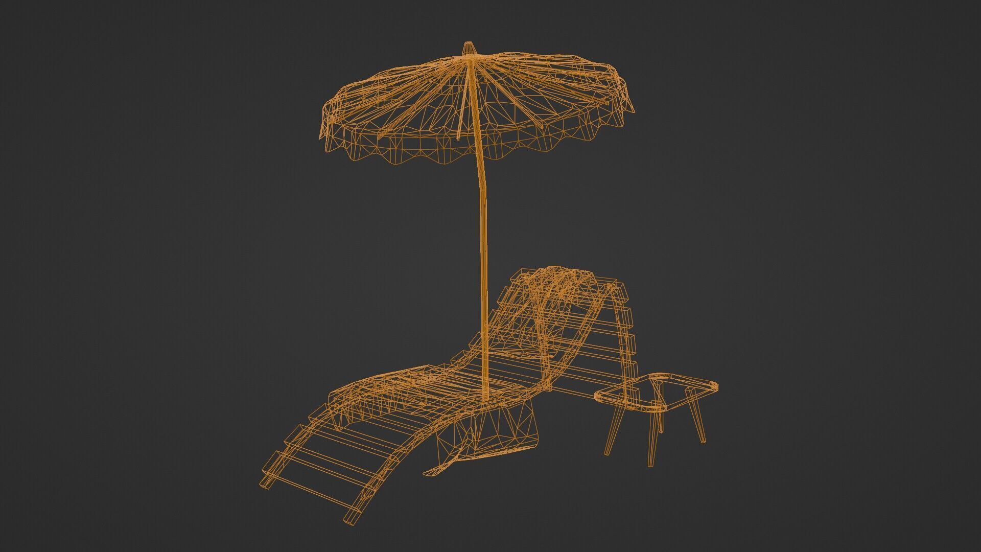 Beach Lounger - Umbrella Set Low-poly 3D model_19