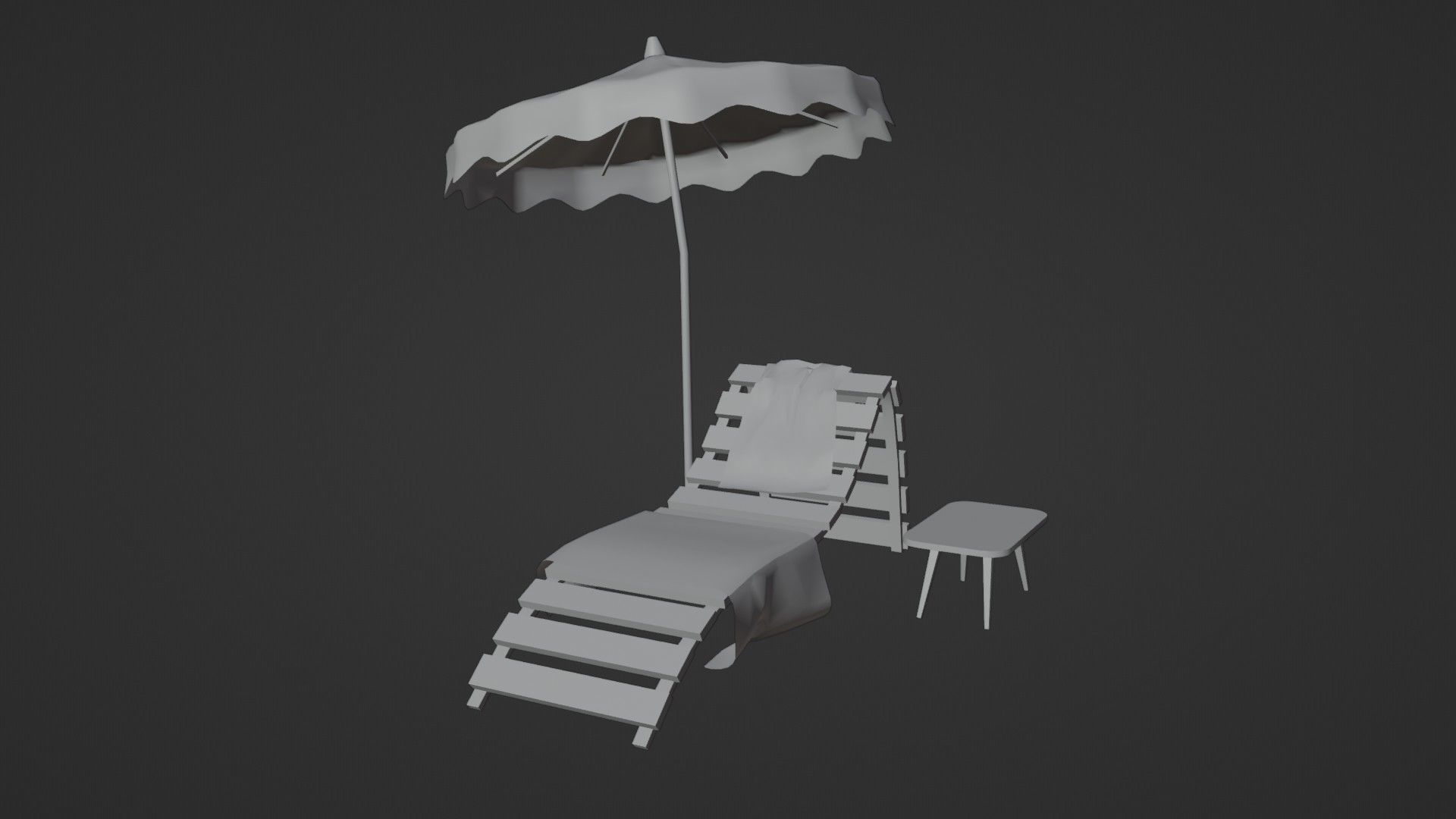 Beach Lounger - Umbrella Set Low-poly 3D model_15