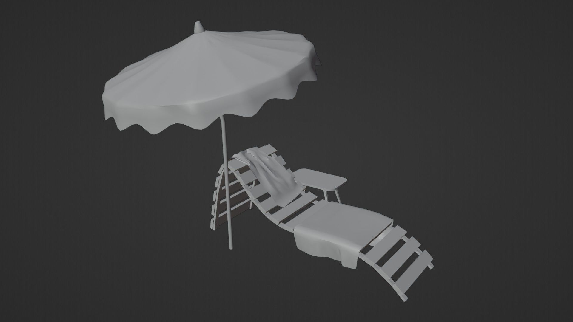 Beach Lounger - Umbrella Set Low-poly 3D model_16