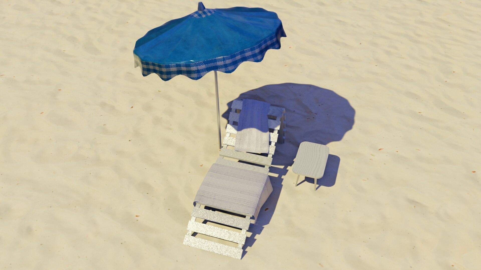 Beach Lounger - Umbrella Set Low-poly 3D model_5