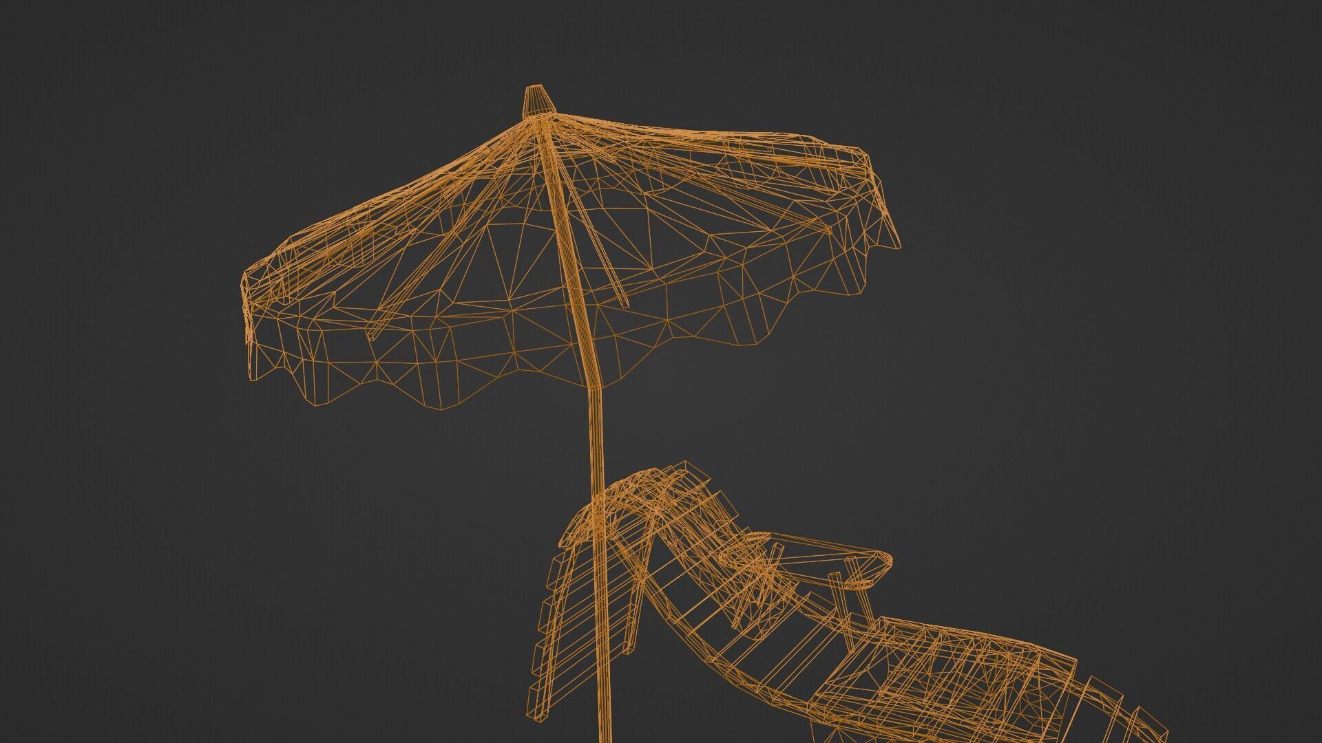 Beach Lounger - Umbrella Set Low-poly 3D model_20