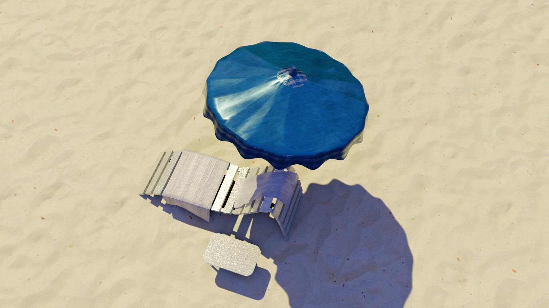 Beach Lounger - Umbrella Set Low-poly 3D model_9