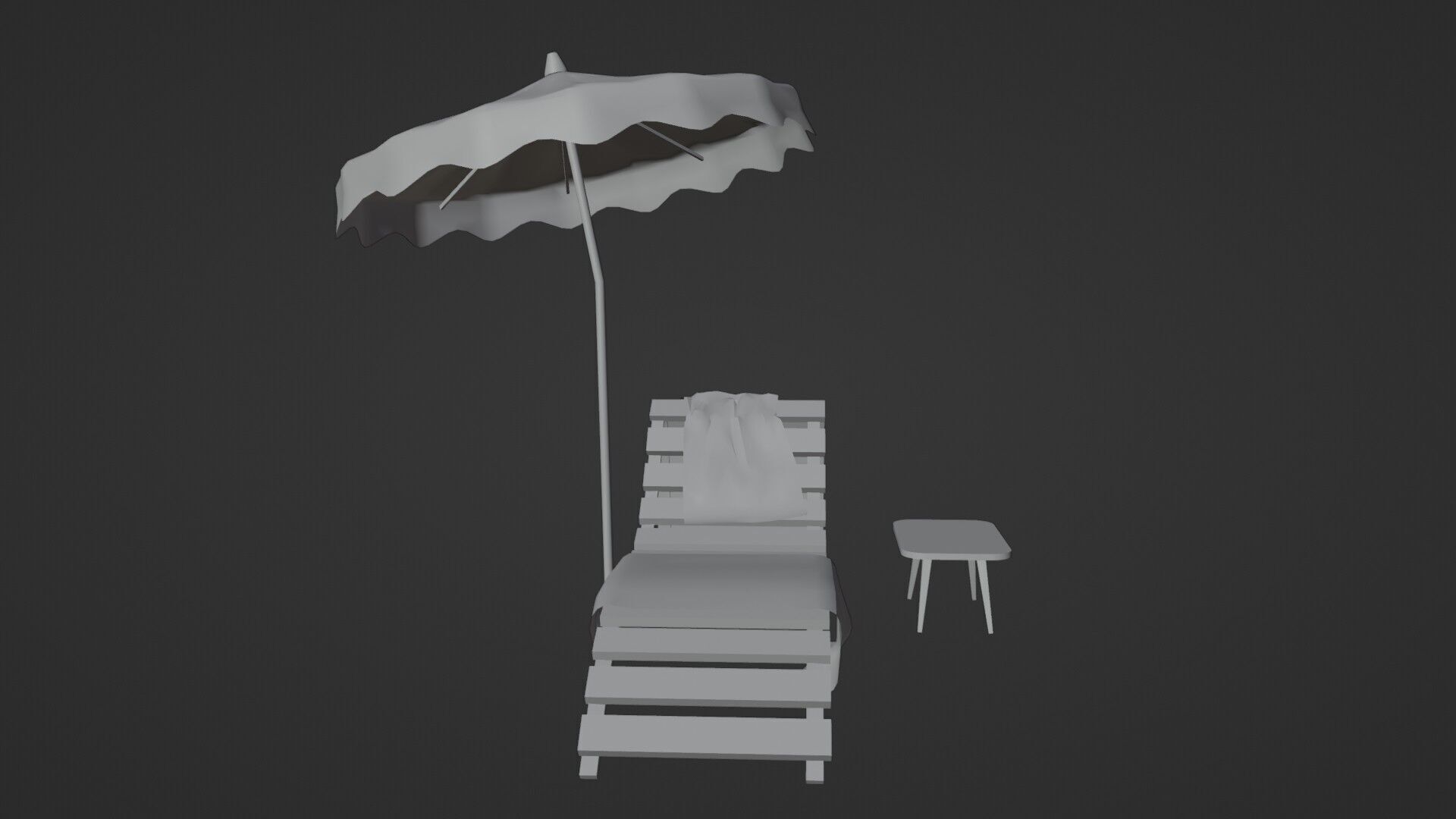 Beach Lounger - Umbrella Set Low-poly 3D model_17