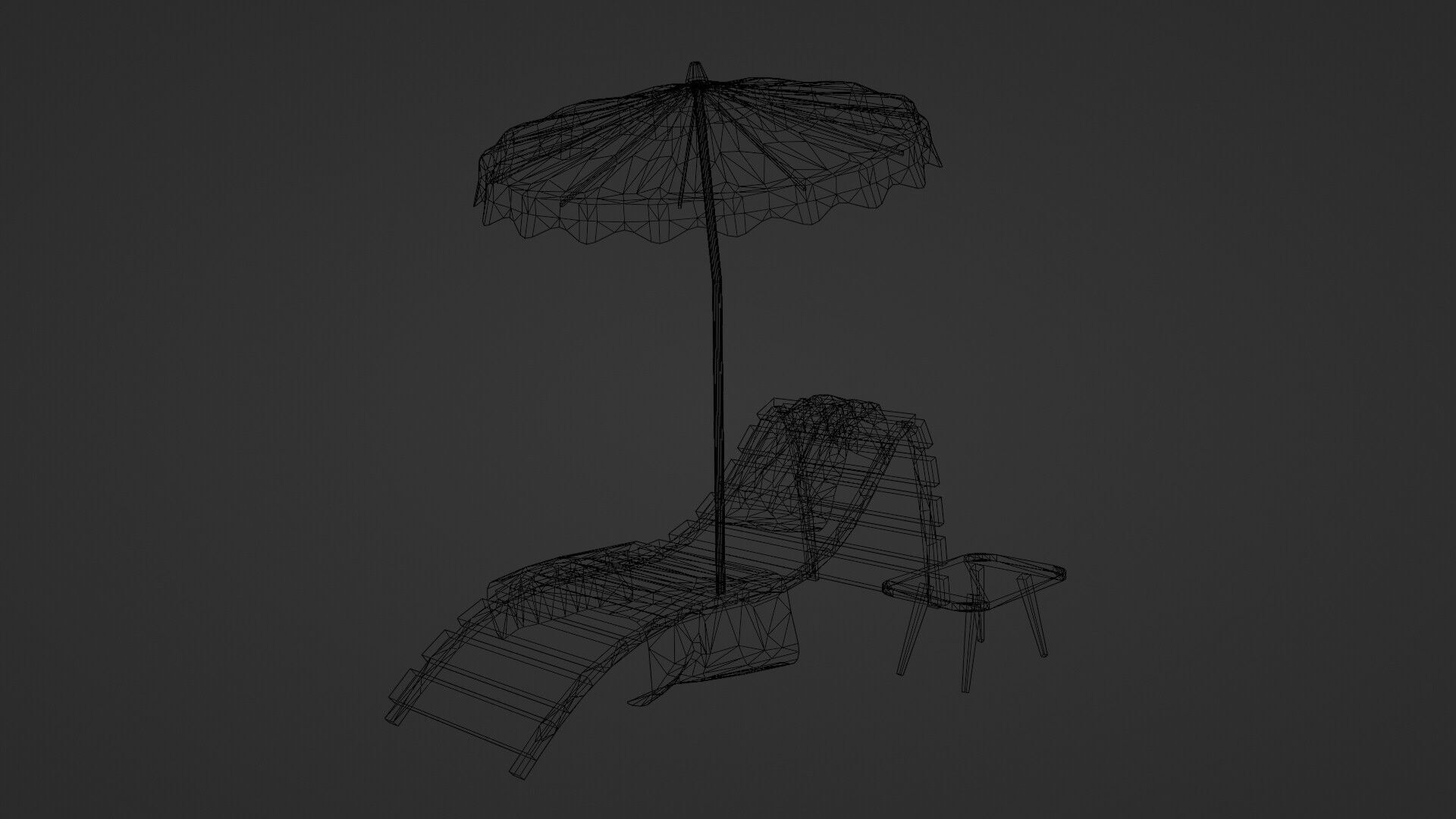 Beach Lounger - Umbrella Set Low-poly 3D model_18