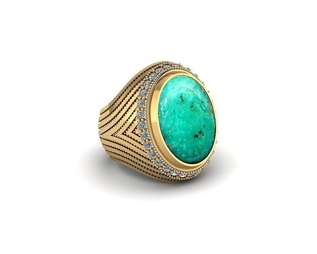 Turquoise Men Rings 3D print model