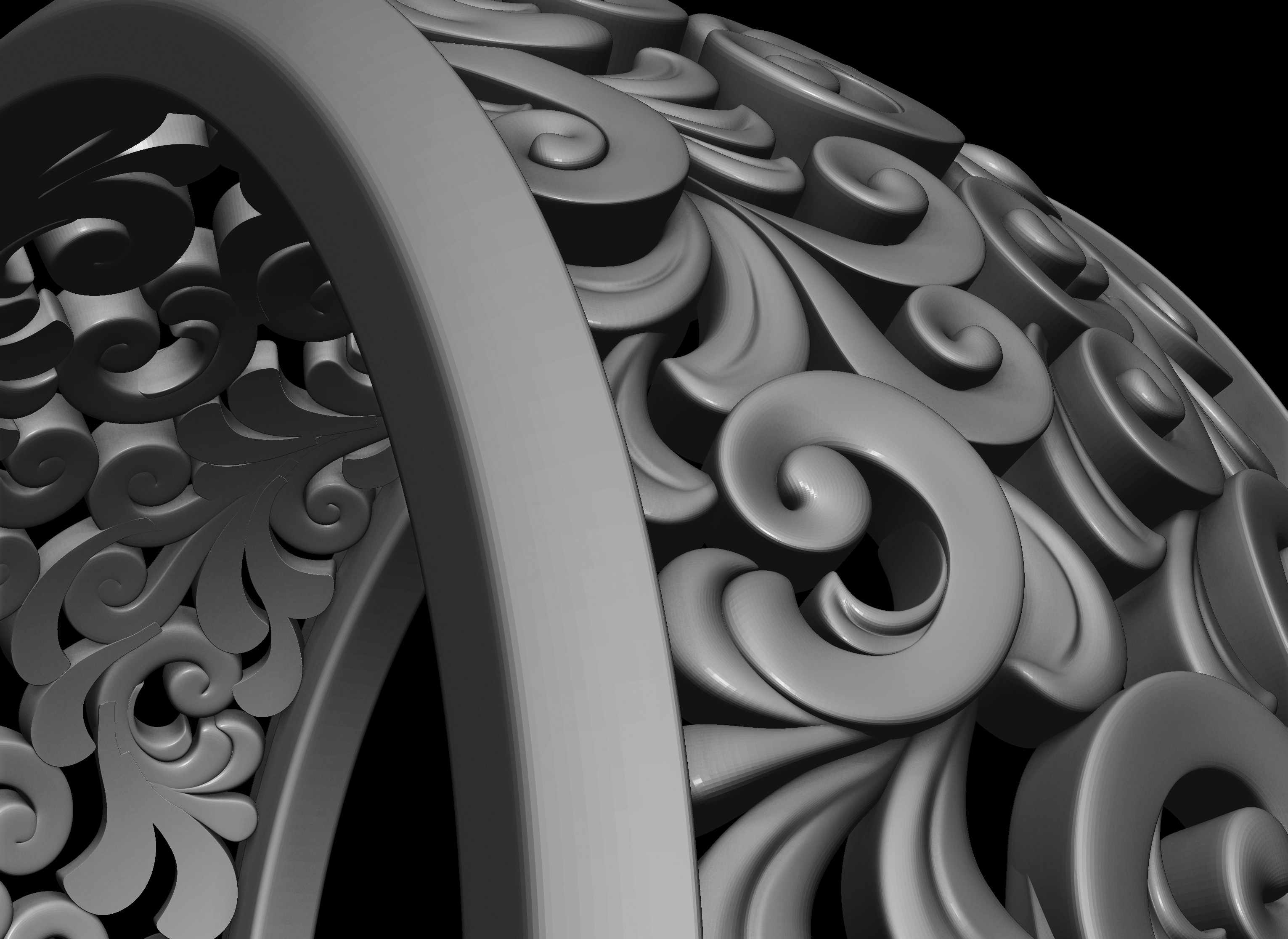 Signet ring with pattern 3D print model_4