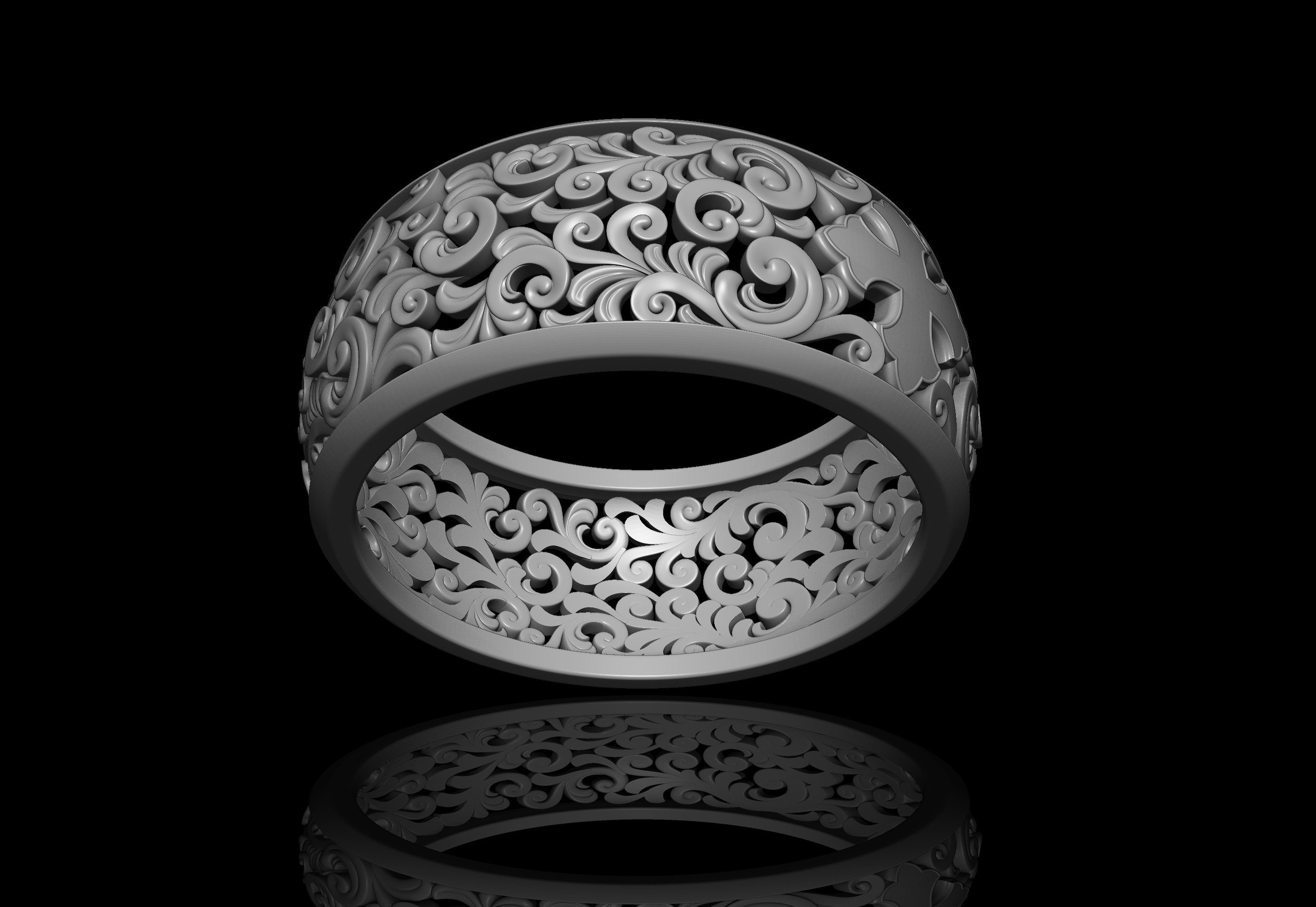 Signet ring with pattern 3D print model_1