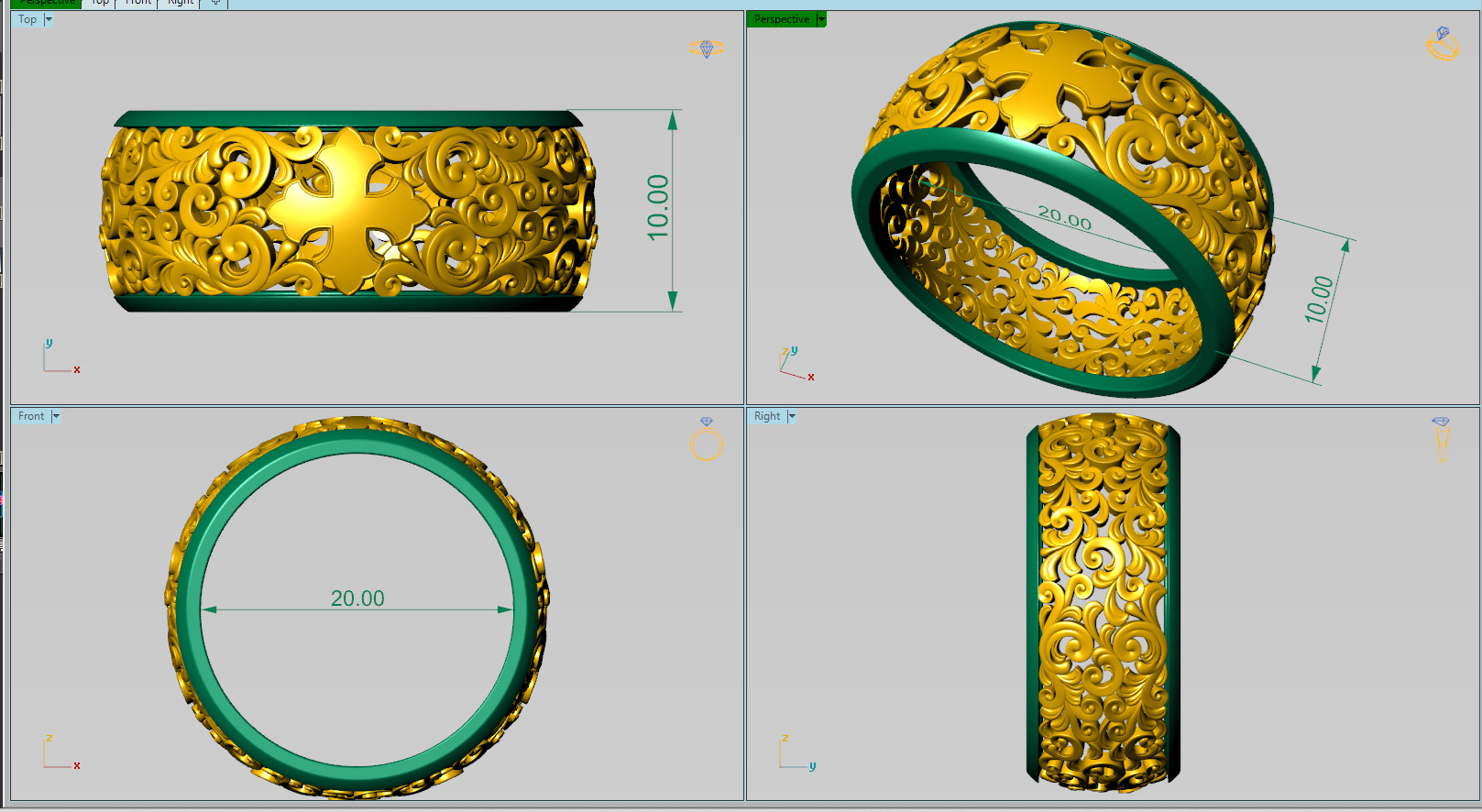 Signet ring with pattern 3D print model_9