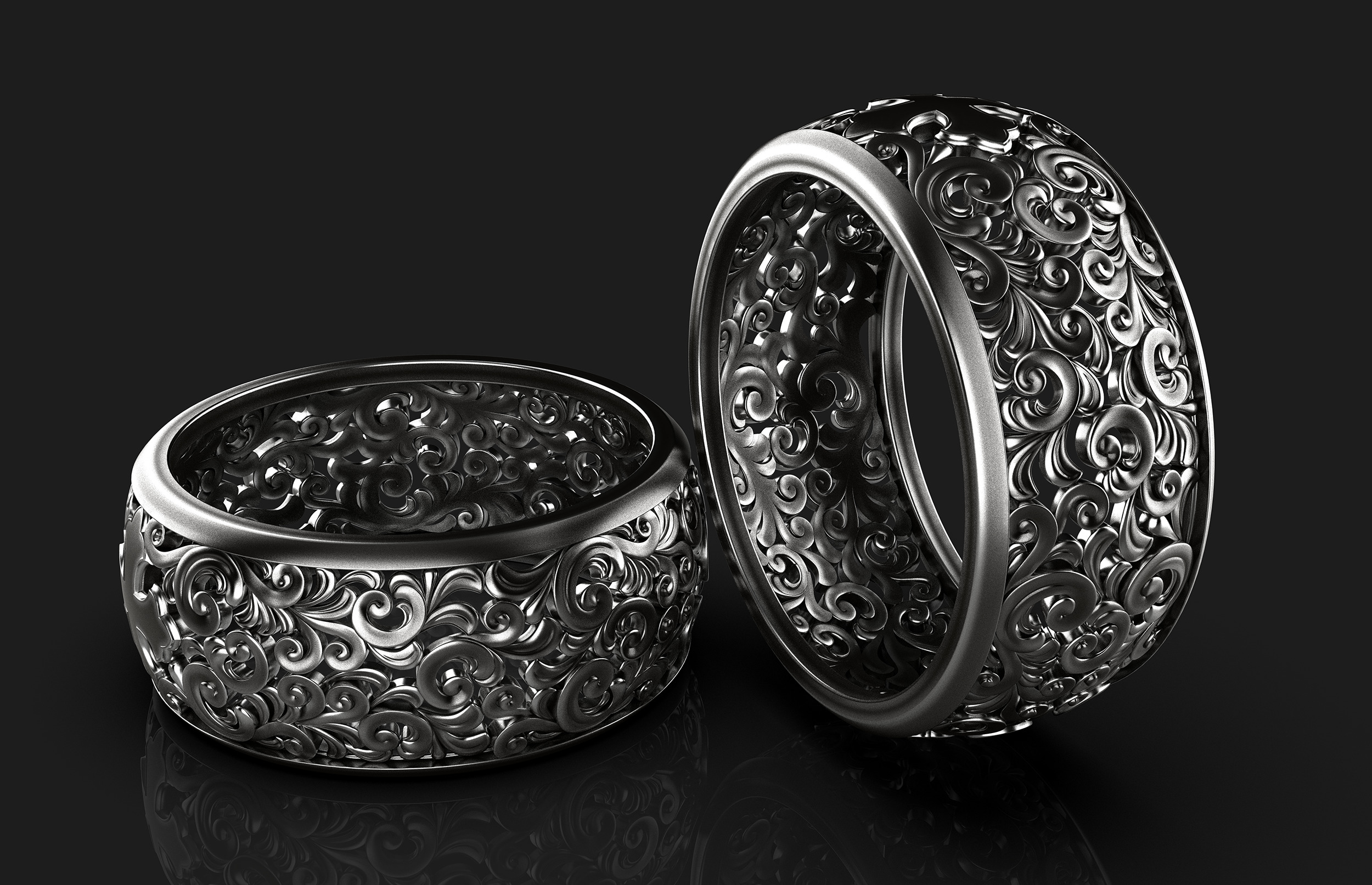 Signet ring with pattern 3D print model_5