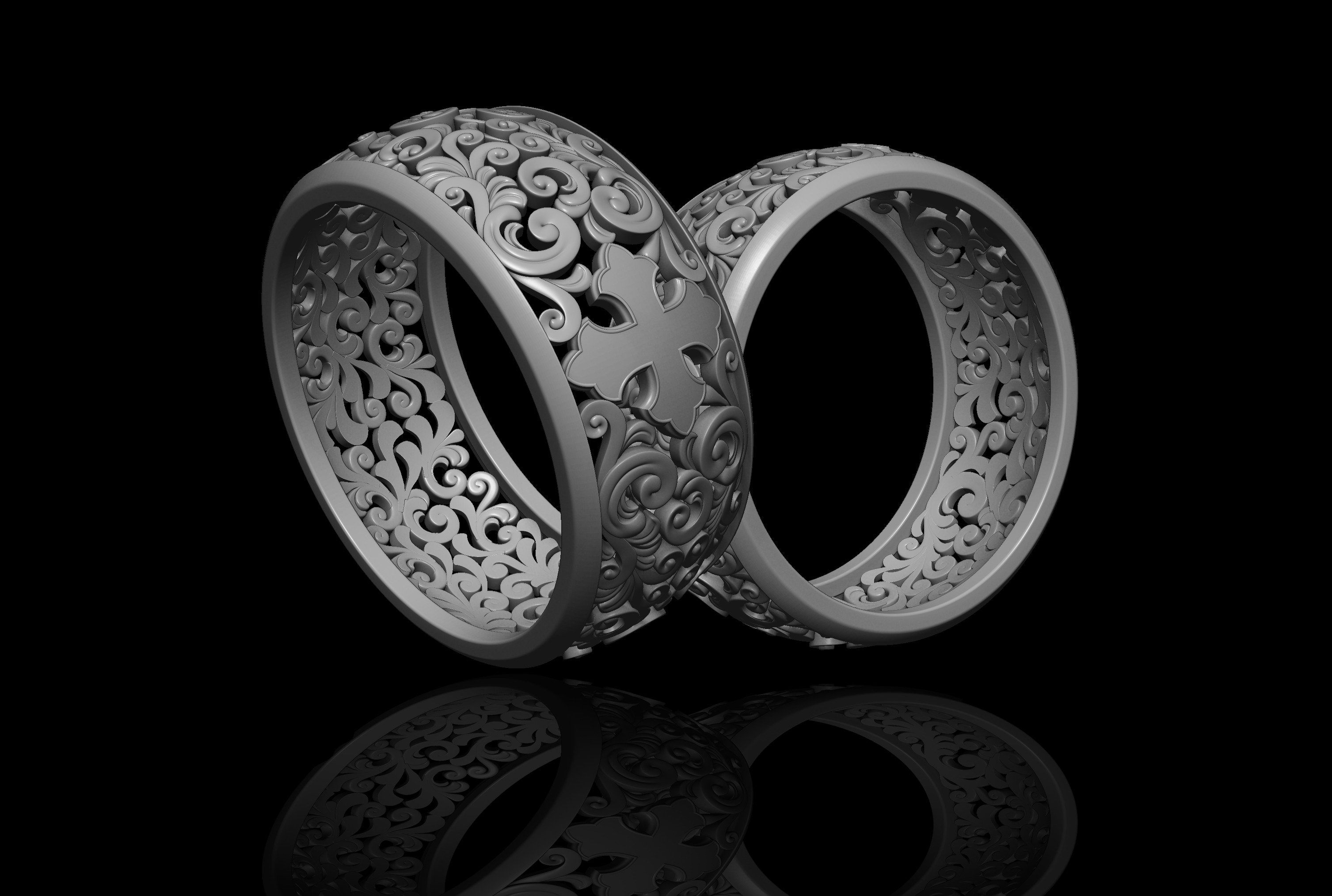 Signet ring with pattern 3D print model_2