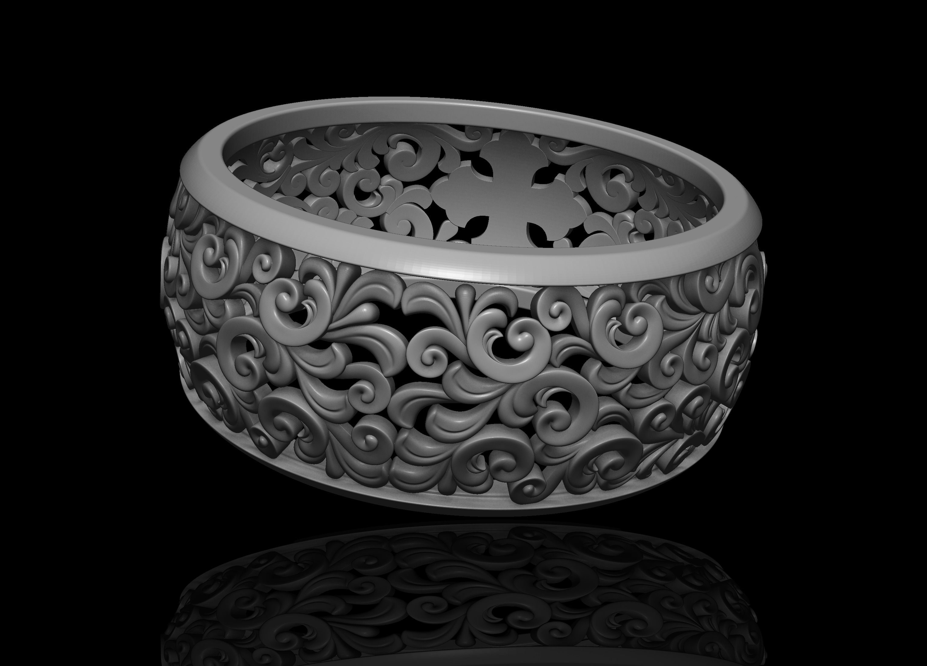 Signet ring with pattern 3D print model_11