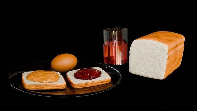 Food Breakfast Set 3 Low-poly 3D model