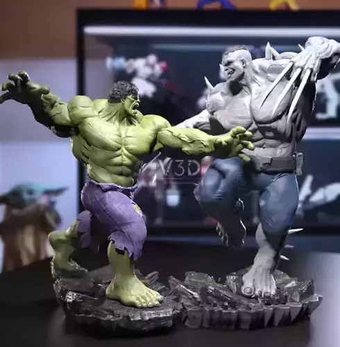 Hulk vs Weapon H - diorama - V3D 