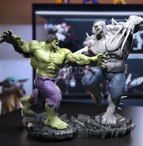 Hulk vs Weapon H - diorama - V3D  3D print model