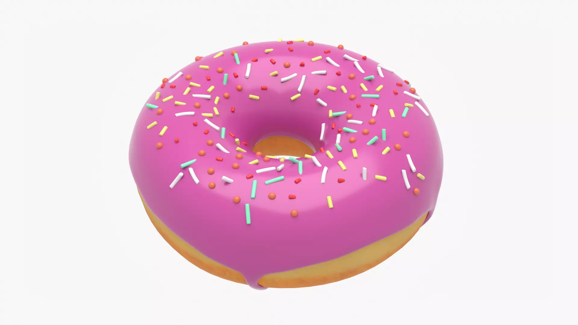 Donut Pink Low-poly 3D model_1