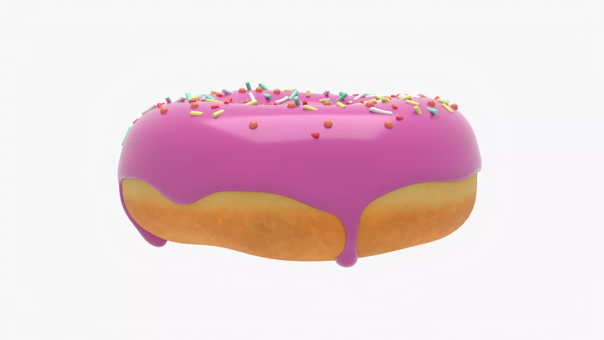 Donut Pink Low-poly 3D model_2