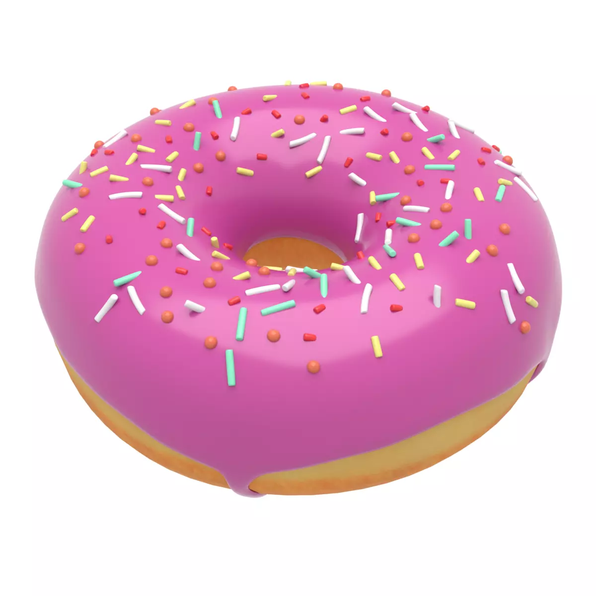 Donut Pink Low-poly 3D model_0