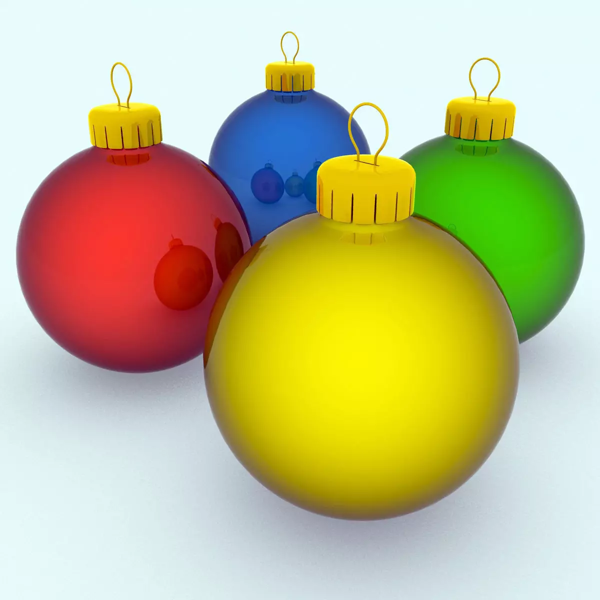 Baubles Set orange christmas ball 3D model_0