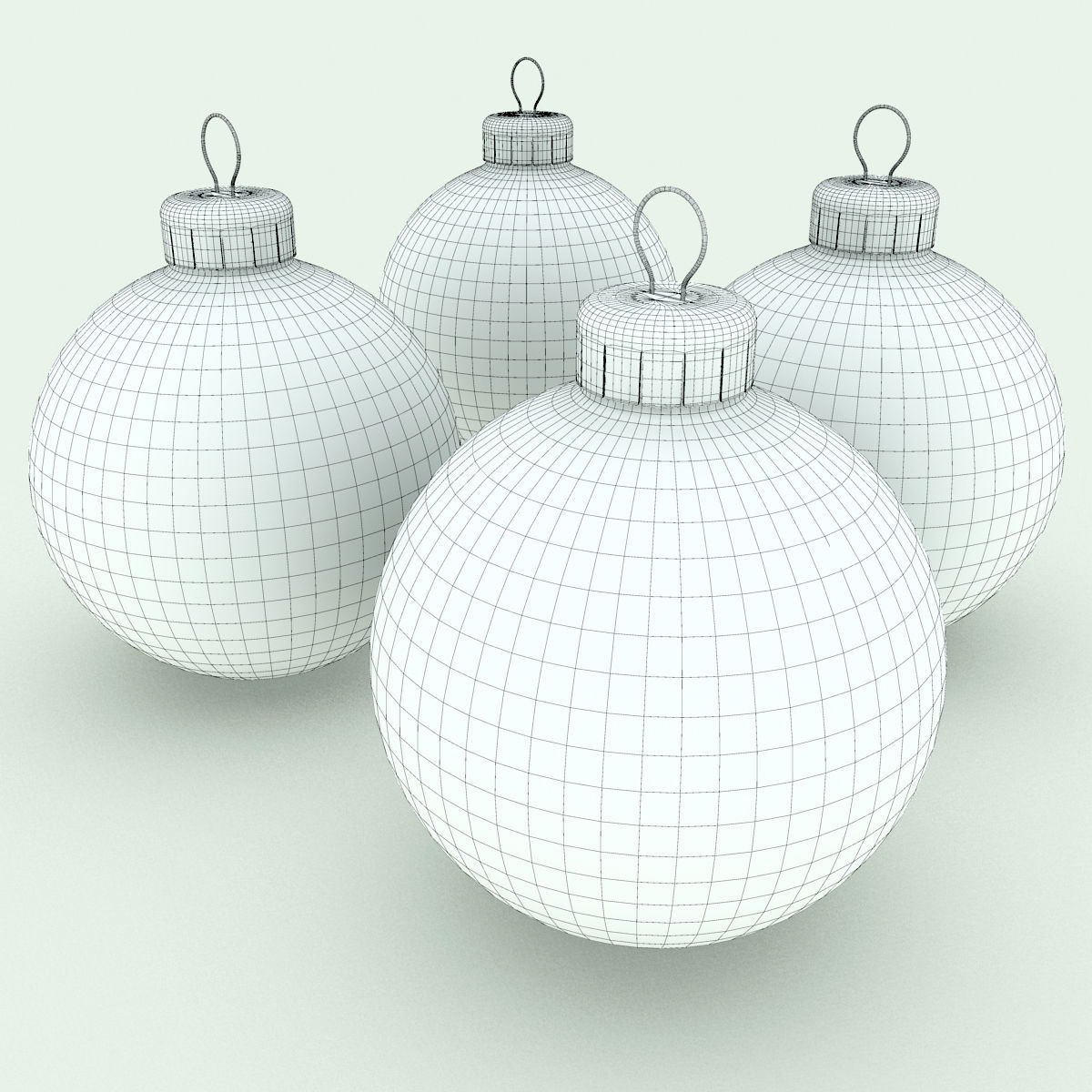 Baubles Set orange christmas ball 3D model_4
