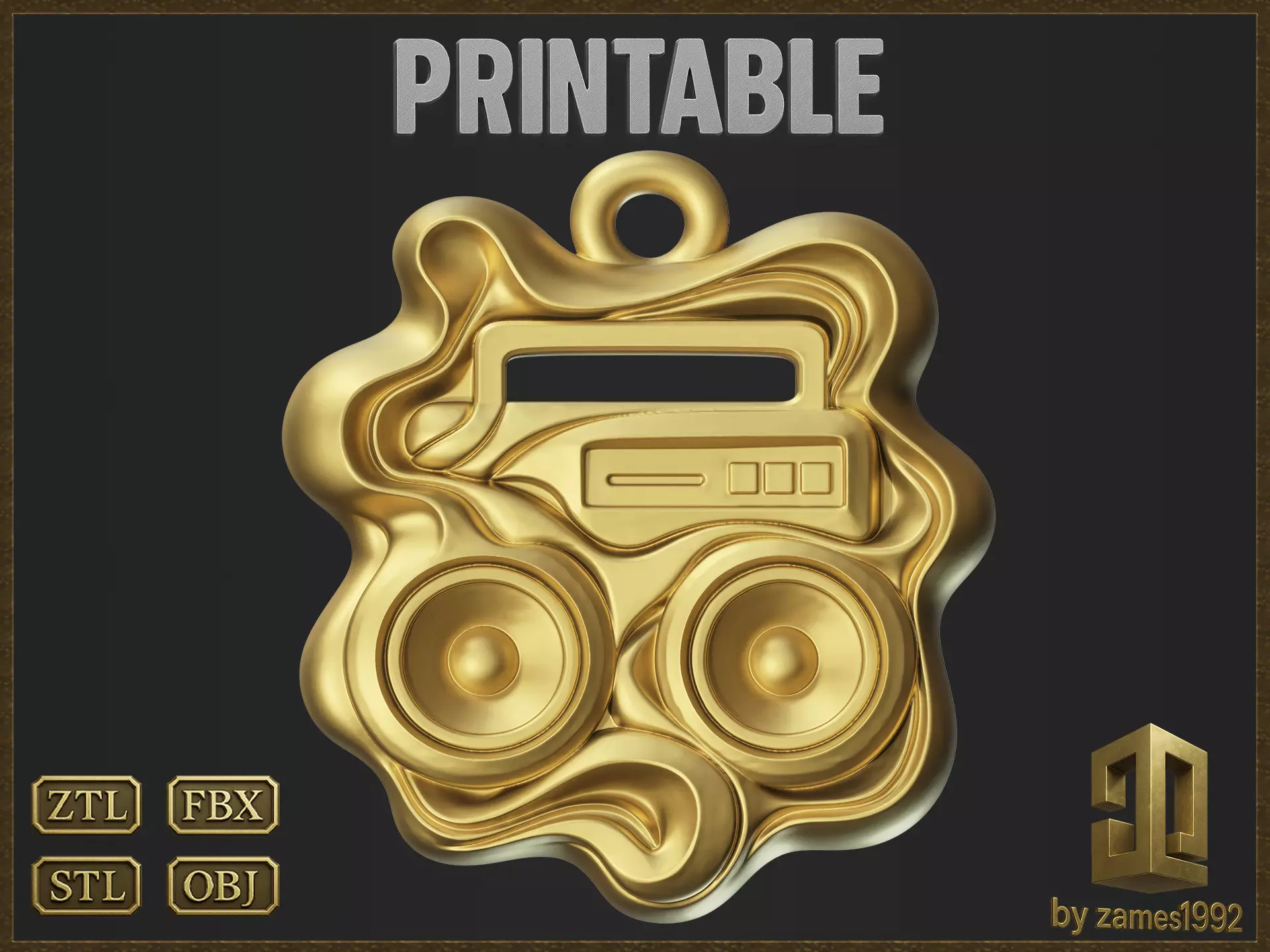 Classic Audio Amulet 3D print model_0