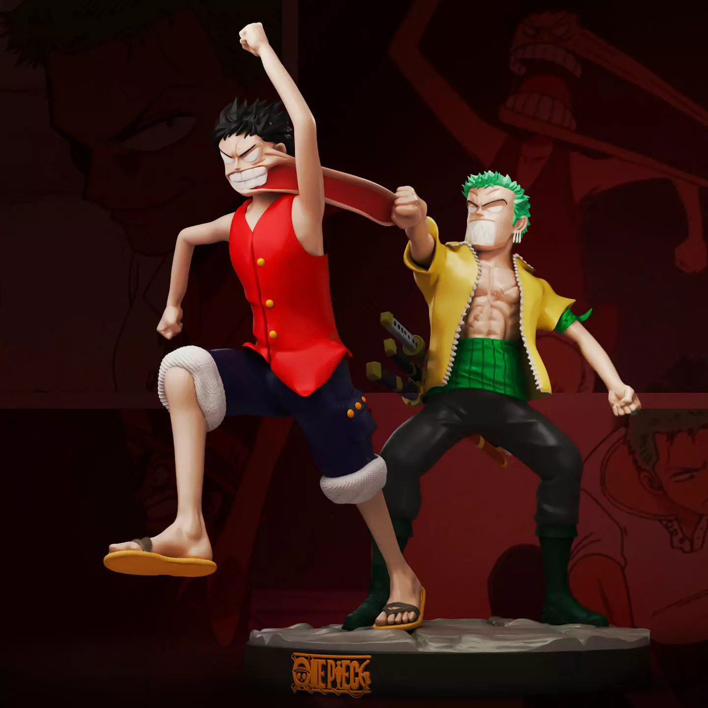 ONE PIECE ZORO AND LUFFY  3D print model_0