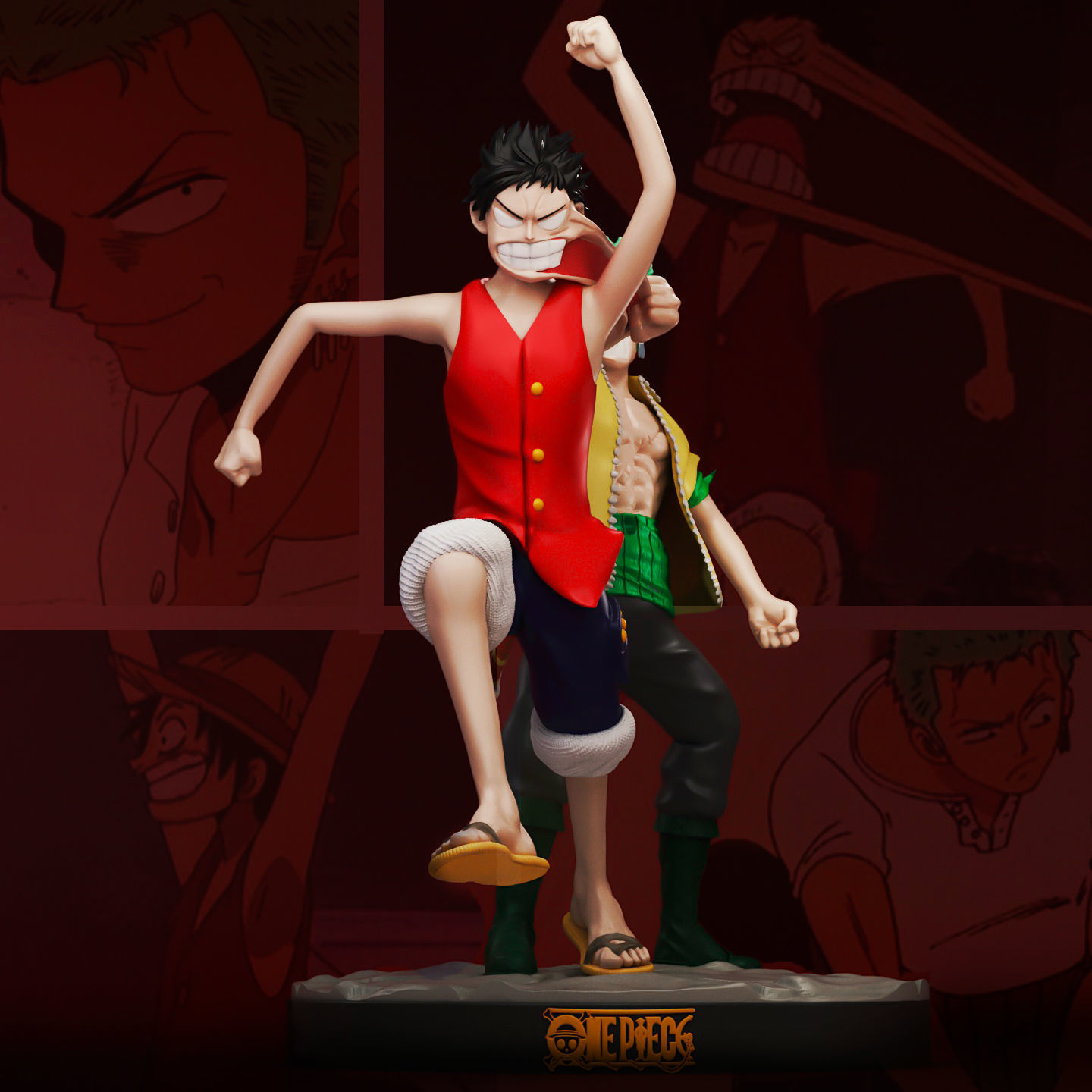 ONE PIECE ZORO AND LUFFY  3D print model_2