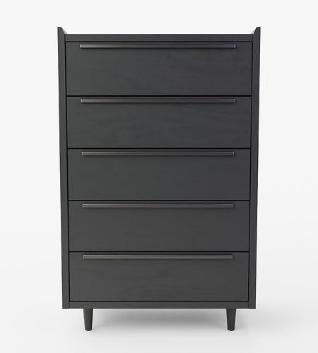 Tate Black 5-Drawer Chest 3D model