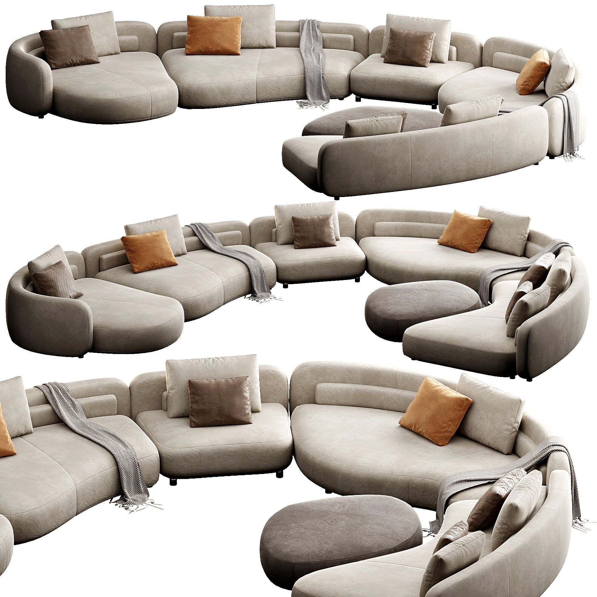 Bezier Sofa 3D model_4